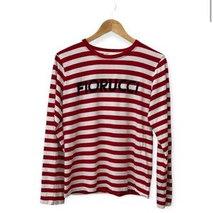 Fiorucci Red and White Striped Longsleeve T-shirt L